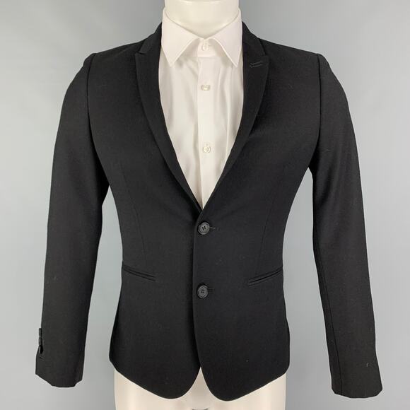 THE KOOPLES Size 34 Size Black Wool Single Breasted Sport Coat - Picture 1 of 6